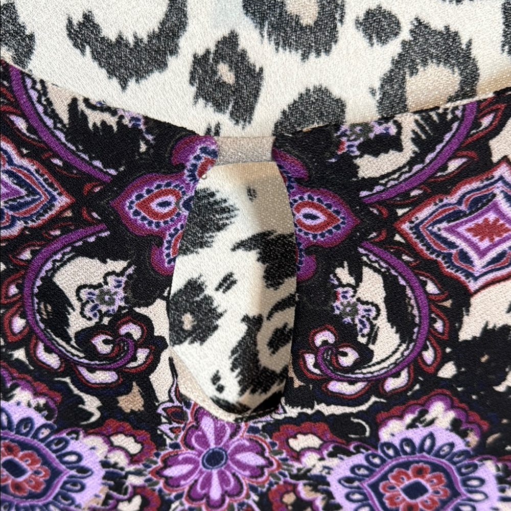 NWT DANA BUCHMAN Leopard Print Dress with Purple Accents XL - Picture 3 of 6
